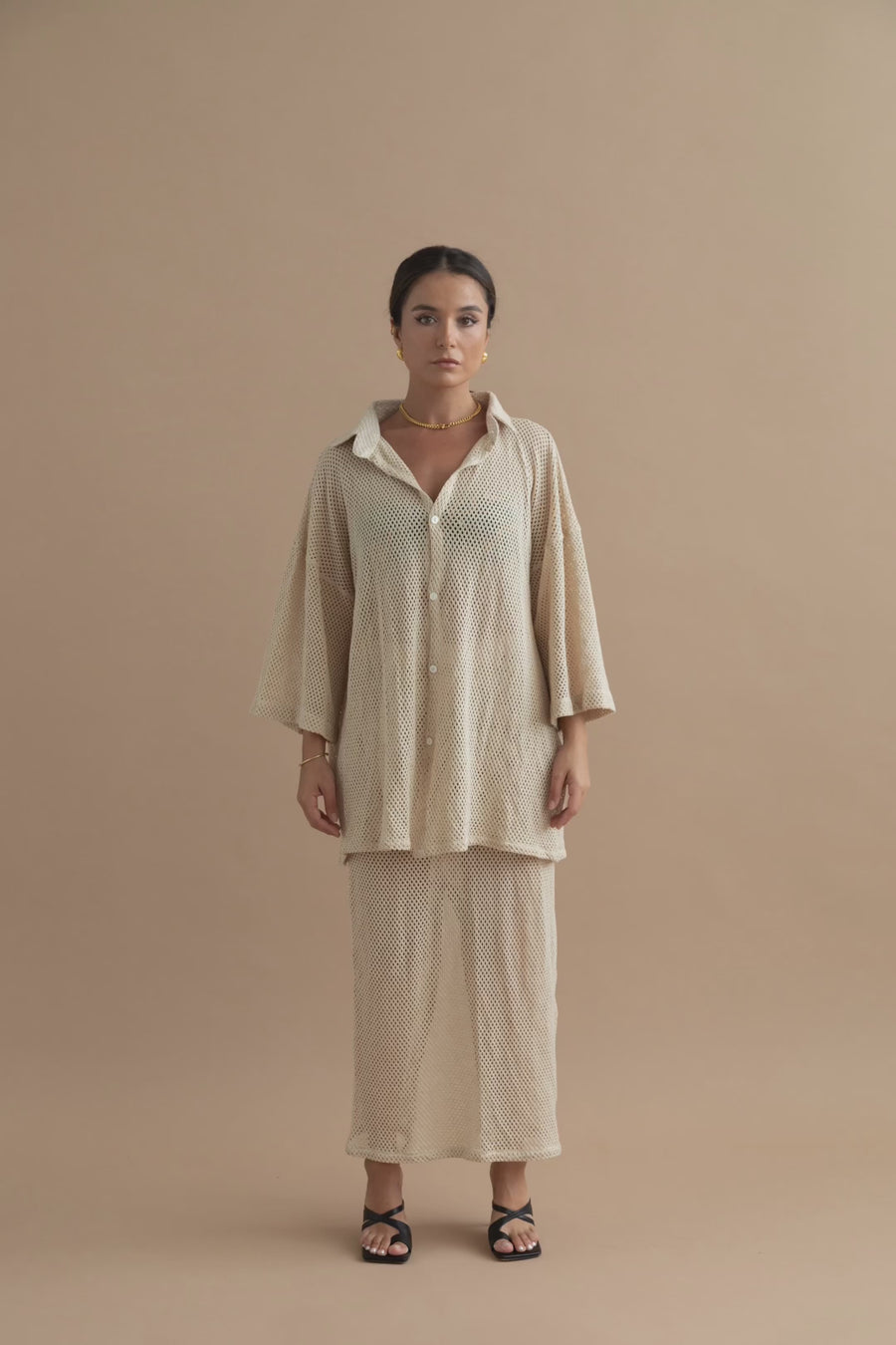 OSMOSE BEIGE NU OVERSIZE SHIRT