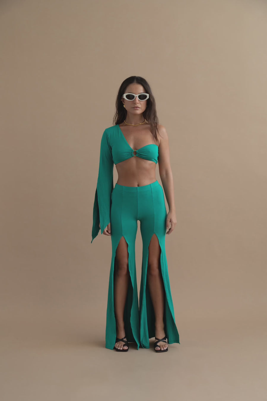 OSMOSE JADE GREEN WIDE LEG PANT